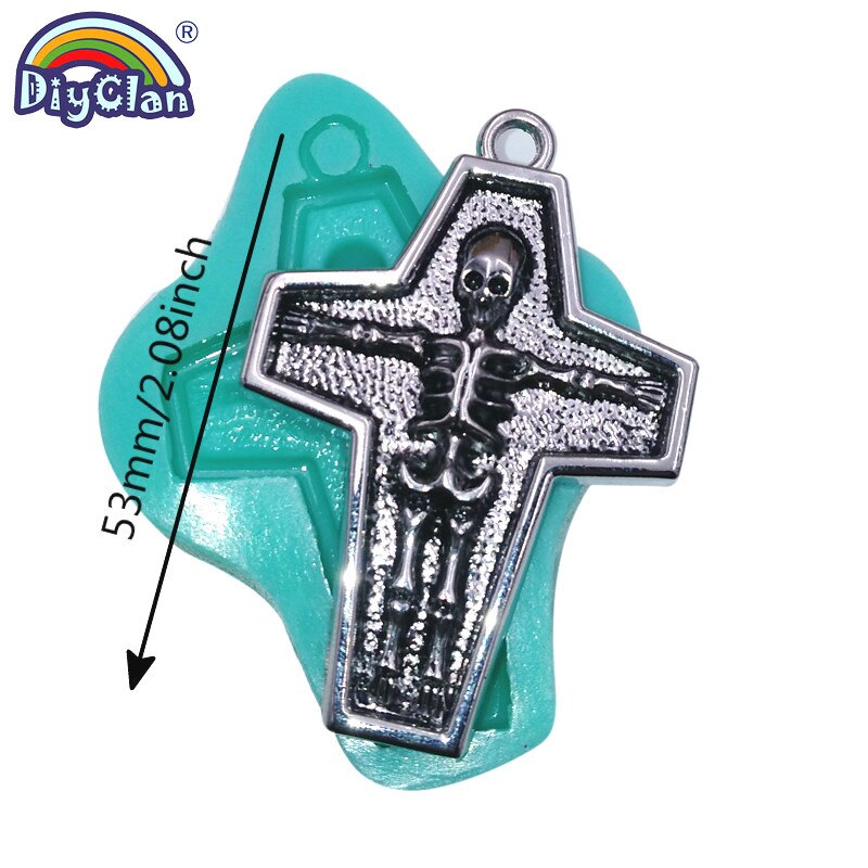 Skull Head Cross Pendant Silicone Mold For Hip Hop Punk Necklace Resin