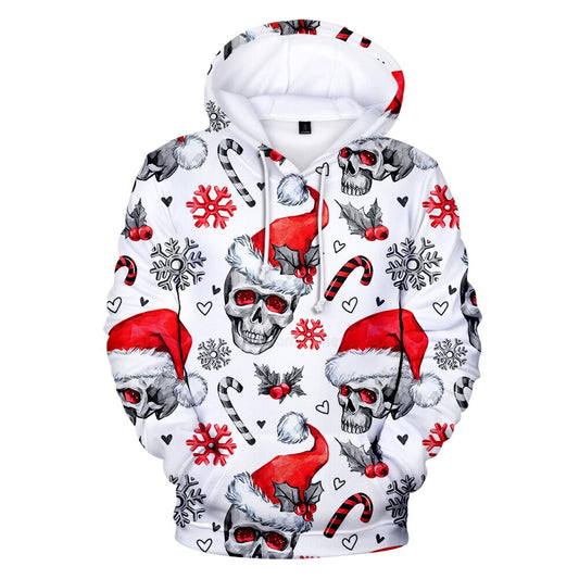 Full Printed 3D Christmas Hoodies Skull Sweatshirts Christmas Hoodies