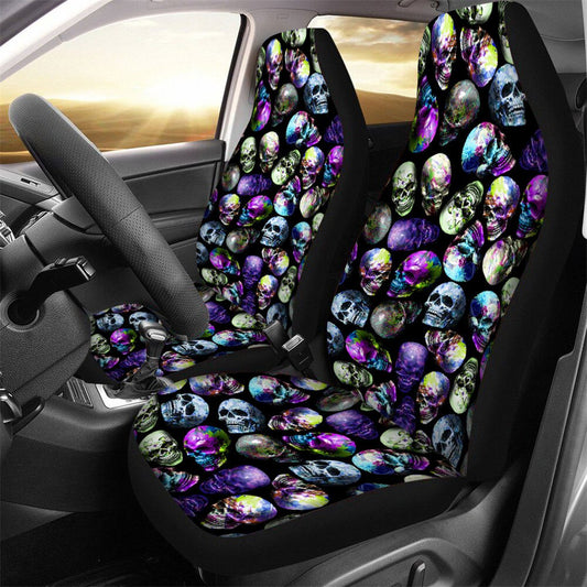 Fashion Sugar Skull Pattern Comfortable Car Seat Covers for Women Set of 2 Slip-Resistant Car Interior Seat Covers