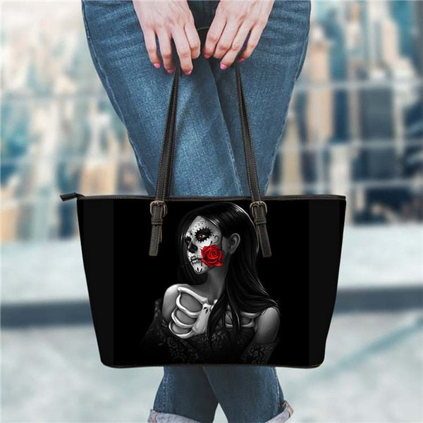 Gothic Girls Skull Brand Women's Bags High Quality Female Large Handbags Tote