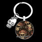 Exquisite Colorful Sugar Skull Pendent Glass Keychain Skeleton and Flower Key Ring for Unisex
