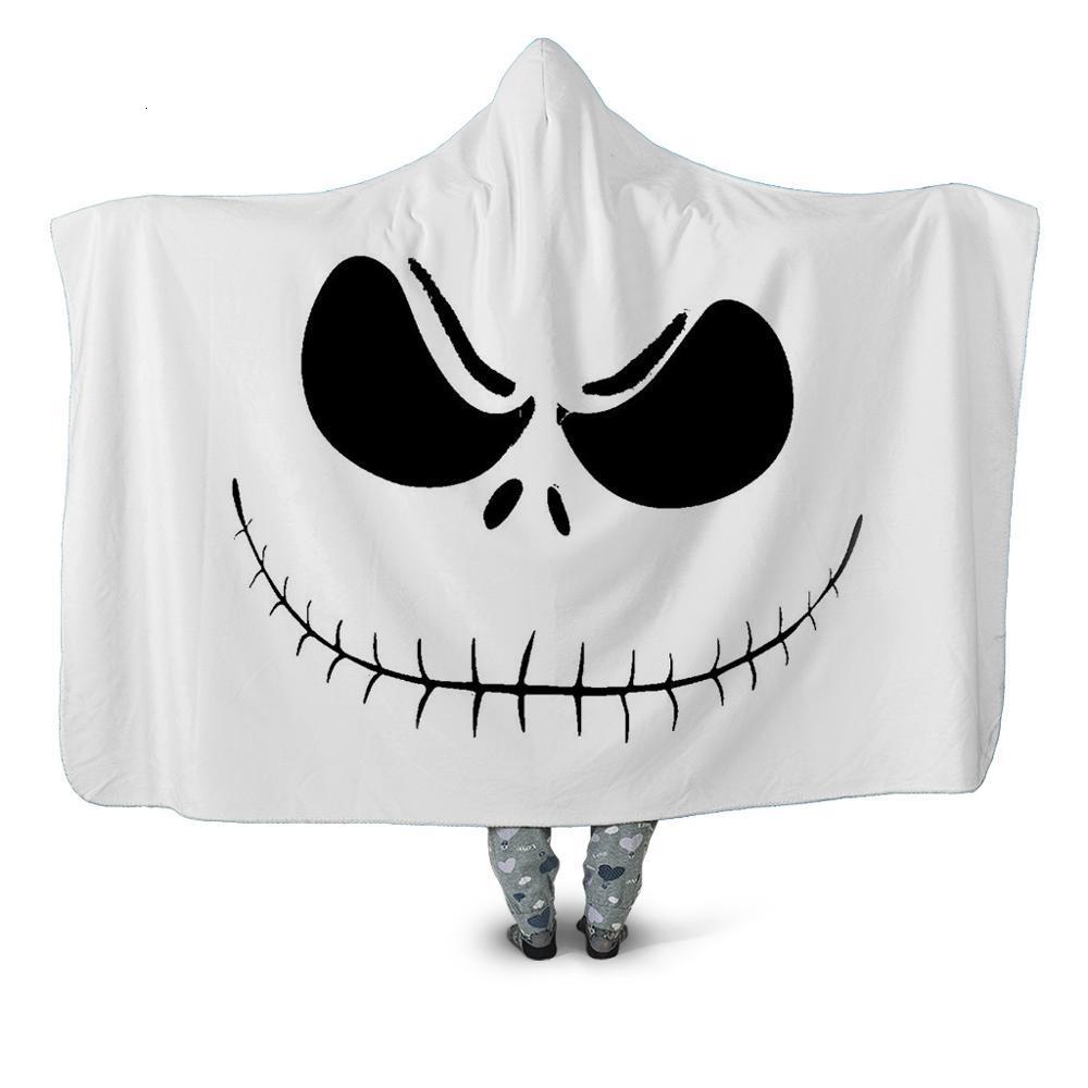 Smile Skull 3d Printed Plush Home Office Textile Hooded Blanket