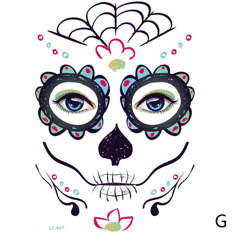 1 PC Halloween Temporary Face Art Tattoo Beauty Skull Tatoo Sugar