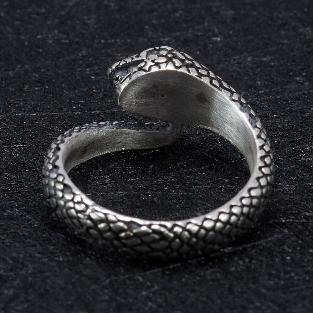 Real 925 Sterling Silver Snake Ring Skull Gothic Rings