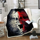 Double layer sugar skull blanket throw for sofa faux fur throw blanket