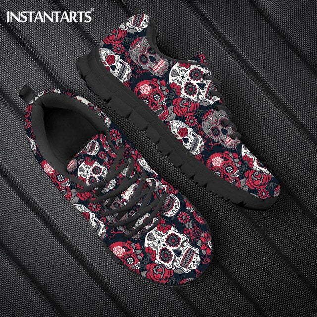 Sugar Skull Print Women Flats Shoes Summer Autumn Breathable Sneakers