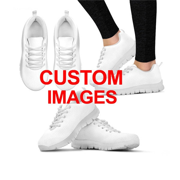 Sugar Skull Pattern Stylish Ladies Flats Shoes Breathable Lace Up Air Mesh Sneakers