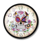 Day of the Dead Mexican Floral Skull Wall Clock Dia de Muertos