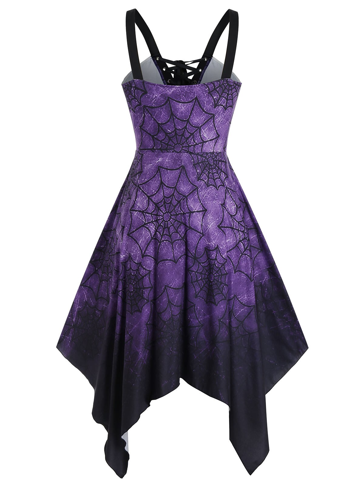 Plus Size Spider Web Handkerchief Lace-Up Halloween Dress