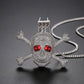 Full Rhinestone Punk Red CZ Stone Skeleton Skull Pendants Necklaces