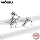 Wostu Oxidized silver Stud Earrings for Women Skull Man with Guitar Jewelry Gift