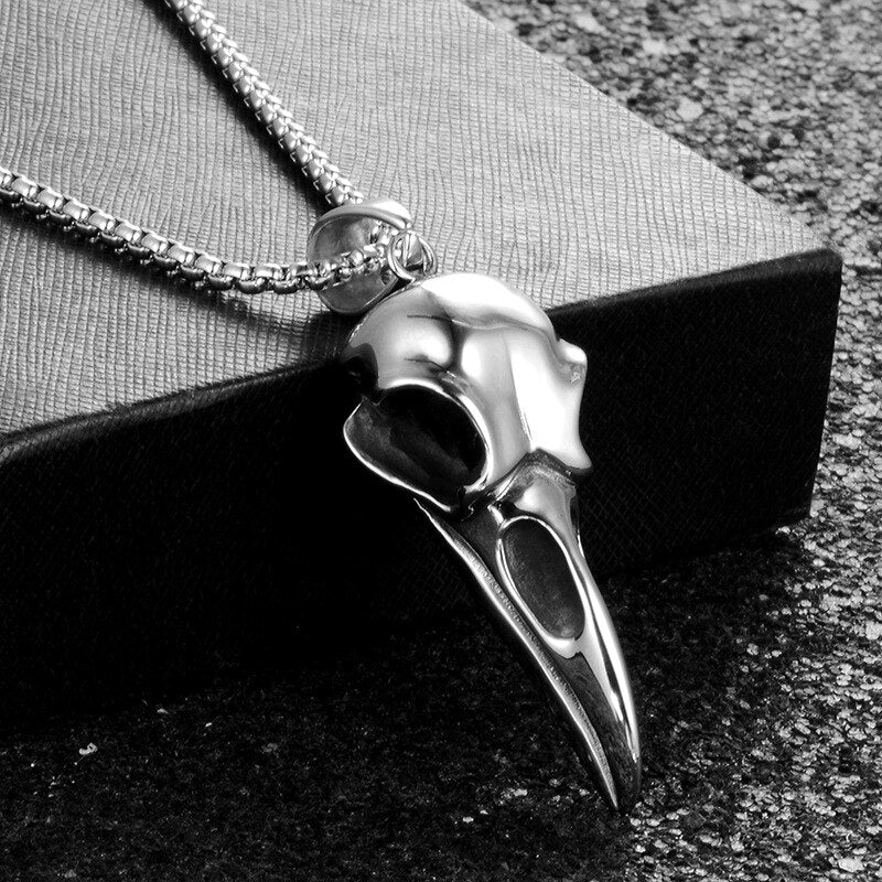 Stainless Steel Men Necklaces Chain Pendants Crow Bird Eagle Skull Punk Rock