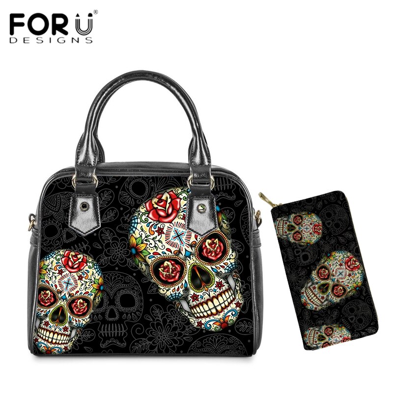 3D Gothic Skull Pattern Handbags Luxury Design Leather Crossbody Bags