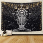Skull King Meditating In Flowers Moon Tapestry Mandala Carpet