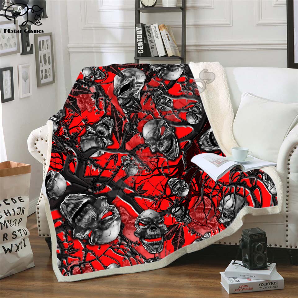 flower skull 3D Bedding Outlet good quality Blanket Sherpa Blanket