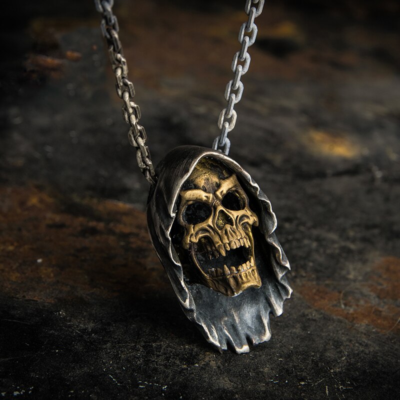 Gothic skull Men's New Fashion Metal Punk Prime Domain Death Skull Pendant Necklace