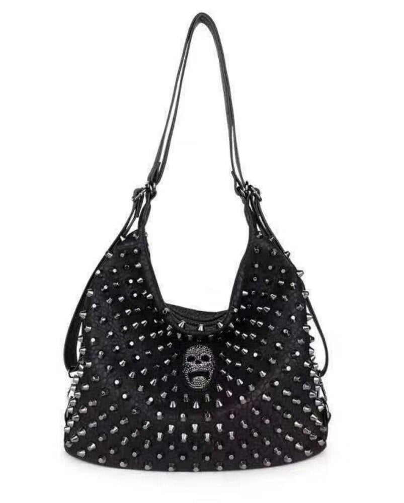 Rivet Skull Handbag Women Pu Leather Large Capacity