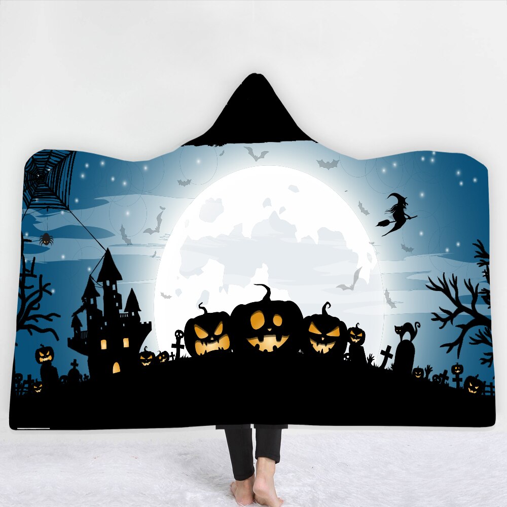 Halloween Skull Series Sherpa Fleece Hooded Blanket