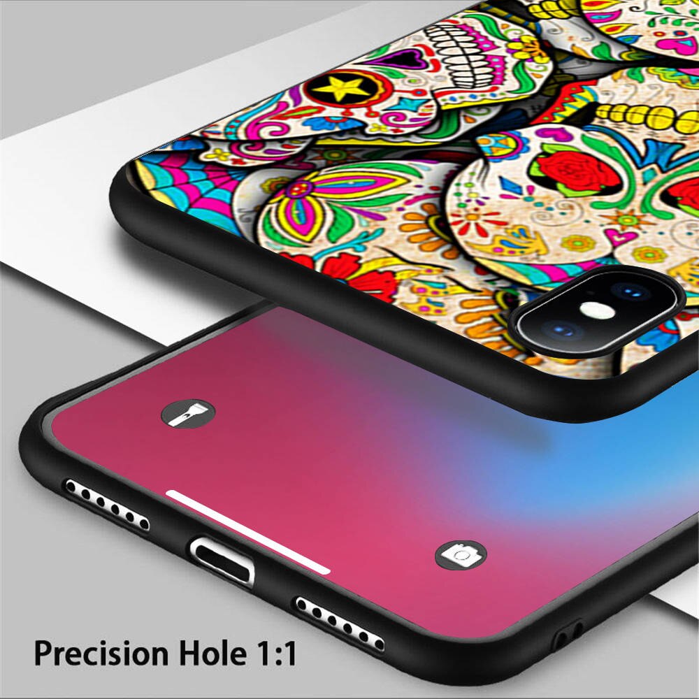 Sugar Skull Collage Soft Phone Case for iPhone