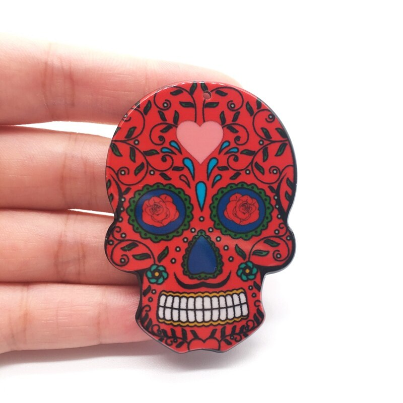 10pcs Charms Sugar Skull Halloween Charms for Jewelry Making Calavera