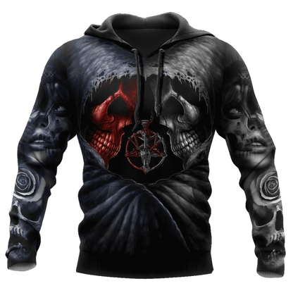 Reaper Skull Angel And Demon 3D All Over Printed Mens hoodies and Sweatshirt Autumn Unisex zipper Hoodie Casual Sportswear