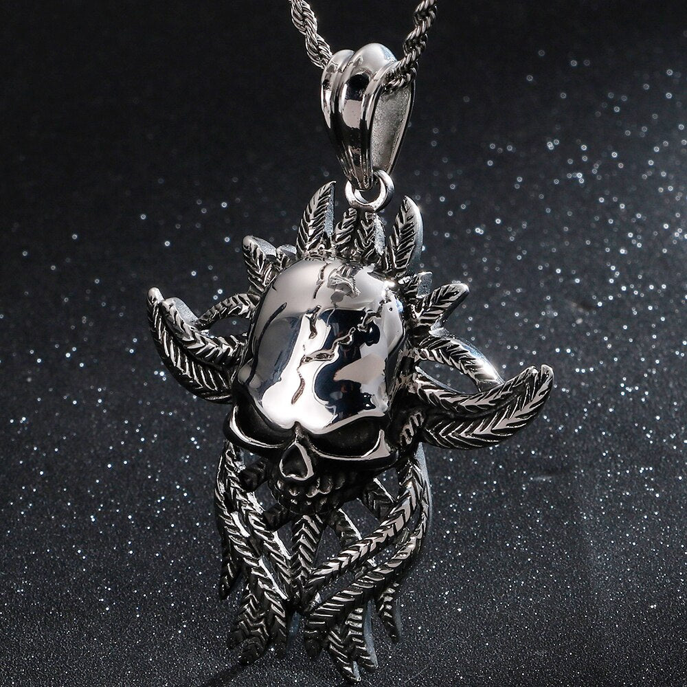 Gothic Skull Head Pendants Necklaces For Men