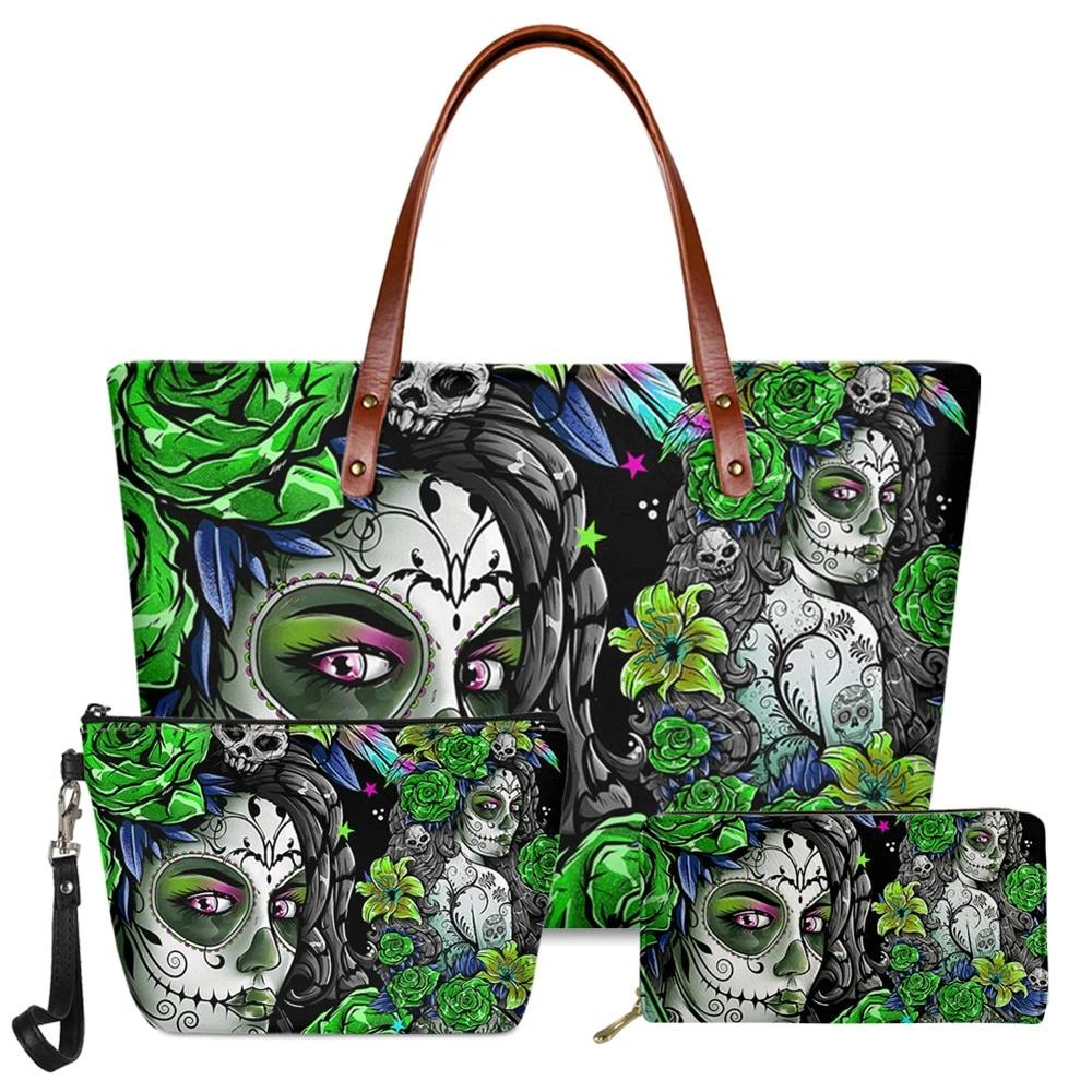 Gothic Style Women Totes Bag And Purse Beauty Sac Day Of Dead Sugar Skull Girls