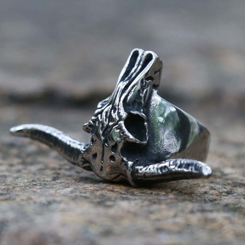 2020 New Goat Head Skull Rings Mens Gothic Animal Rings