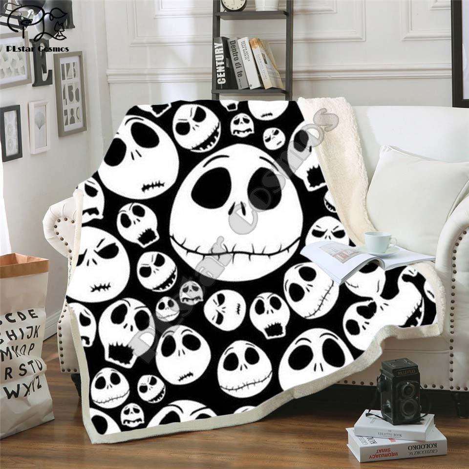 The Nightmare Before Christmas Jack Skull Sherpa Blanket  Plush Velvet Warm