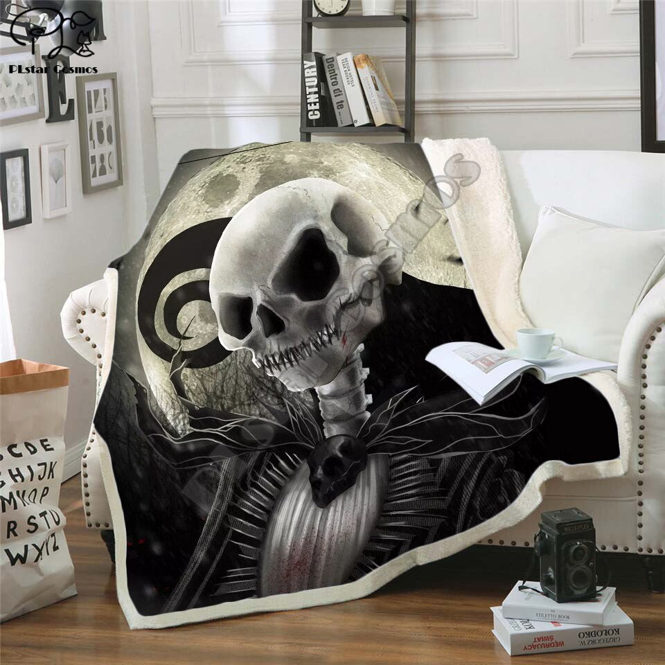 The Nightmare Before Christmas Jack Skull Sherpa Blanket  Plush