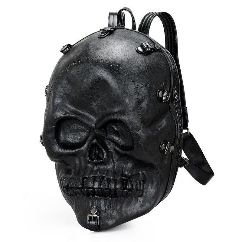 European and American fashion leisure men and women backpack 3D skull