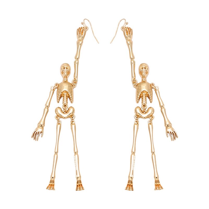 Halloween Vintage Skeleton Skull Dangle Drop Earrings