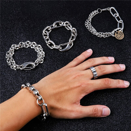 Vintage Fashion Silver Color Titanium Steel Bracelets