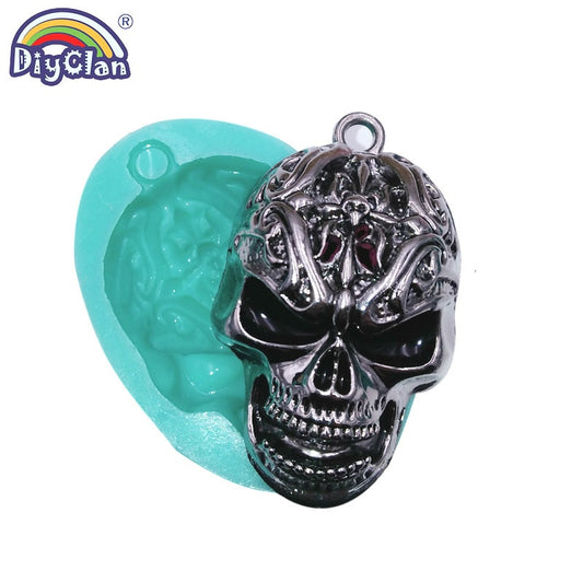 Skull Head Cross Pendant Silicone Mold For Hip Hop Punk Necklace Resin