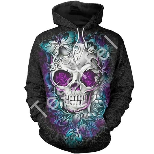 skull art danger funk colorful Men Women HipHop Sweatshirts/Hoodie Pullover