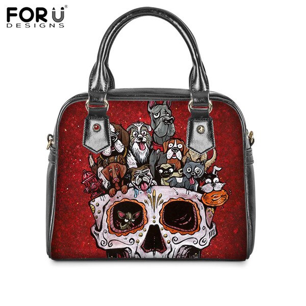 Sugar Skull Pet Animals Printing 2Set/Pcs Handbags Purse & wallet