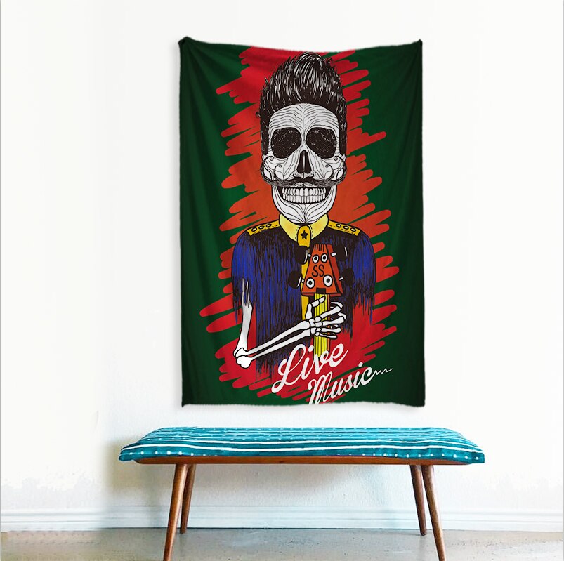 Punk Music Skull Tapestry Art Wall Hanging Blanket Home Decoration