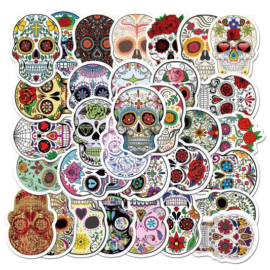 50PCS/Package Mexican Calaver Sugar Skull Car Sticker