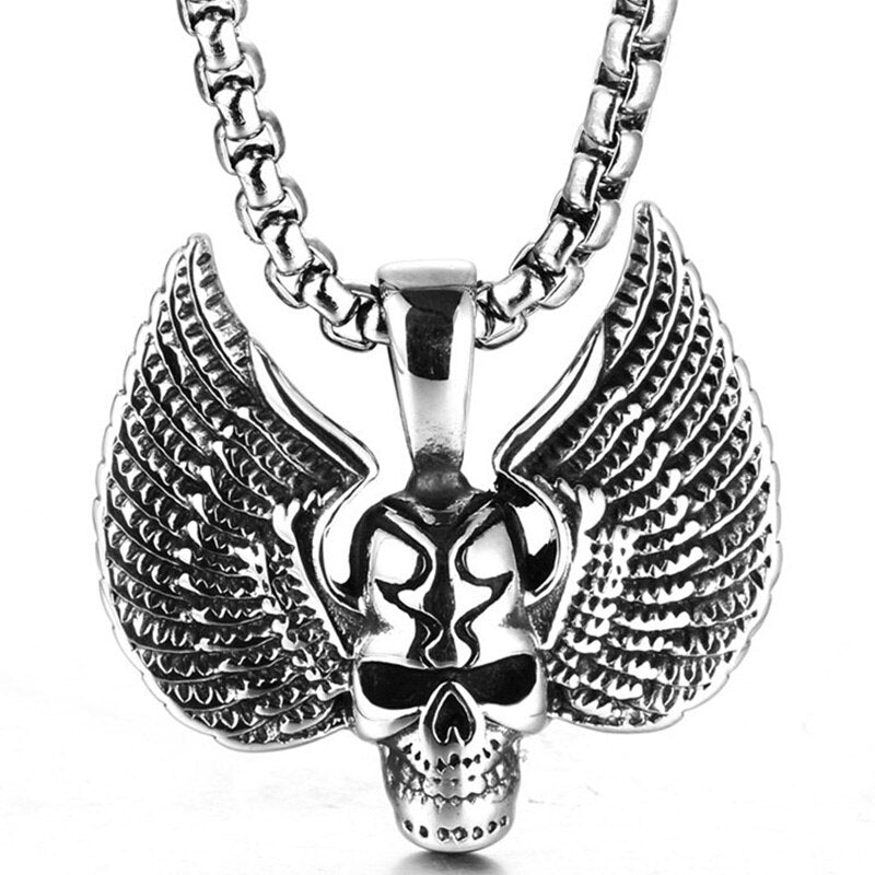 necklaces mens skull stainless steel large Steampunk
