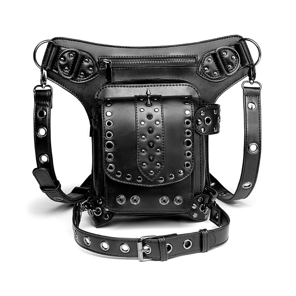 Steampunk Skull Bags Men Motorcycle Waist Belt Bag