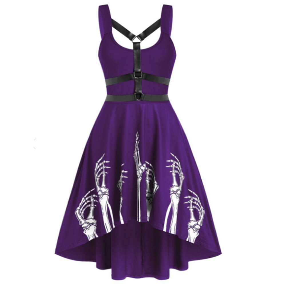 Women Sexy Gothic Dress Halloween Costume Hollow Out Skull