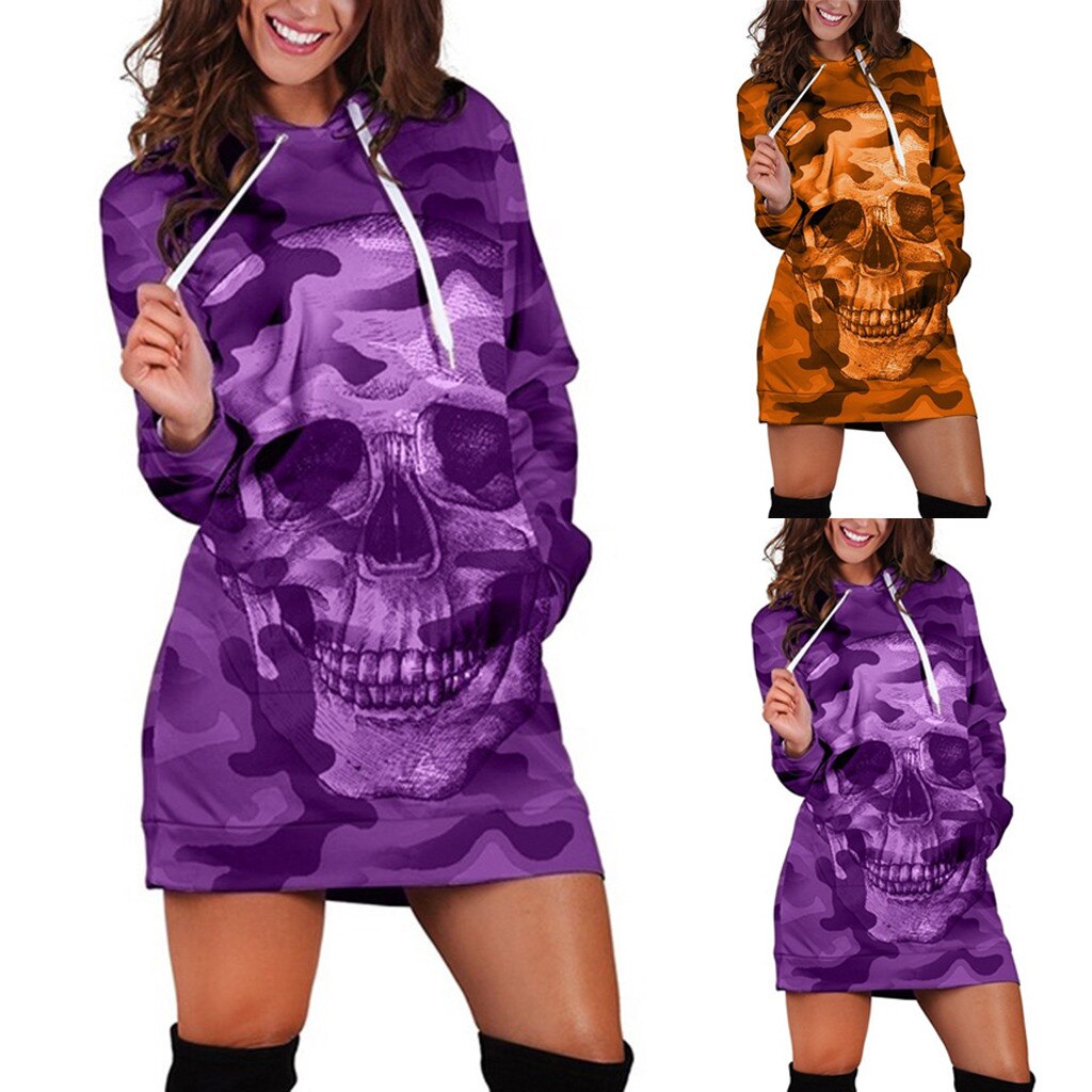 Skull Short Dress For Ladies Plus Size Fashion Women