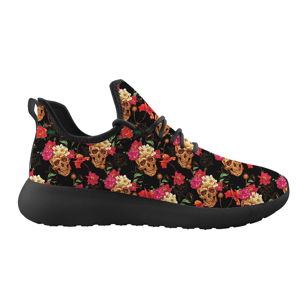 New Skull Flower 3D Pattern Breathable Mesh Shoes