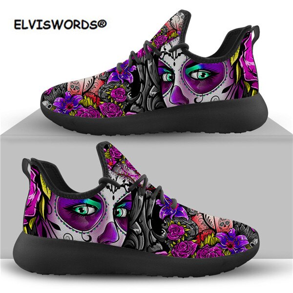 Skull Day of the Dead Gothic Girls Women's Flats Shoes Woman Casual Sneakers