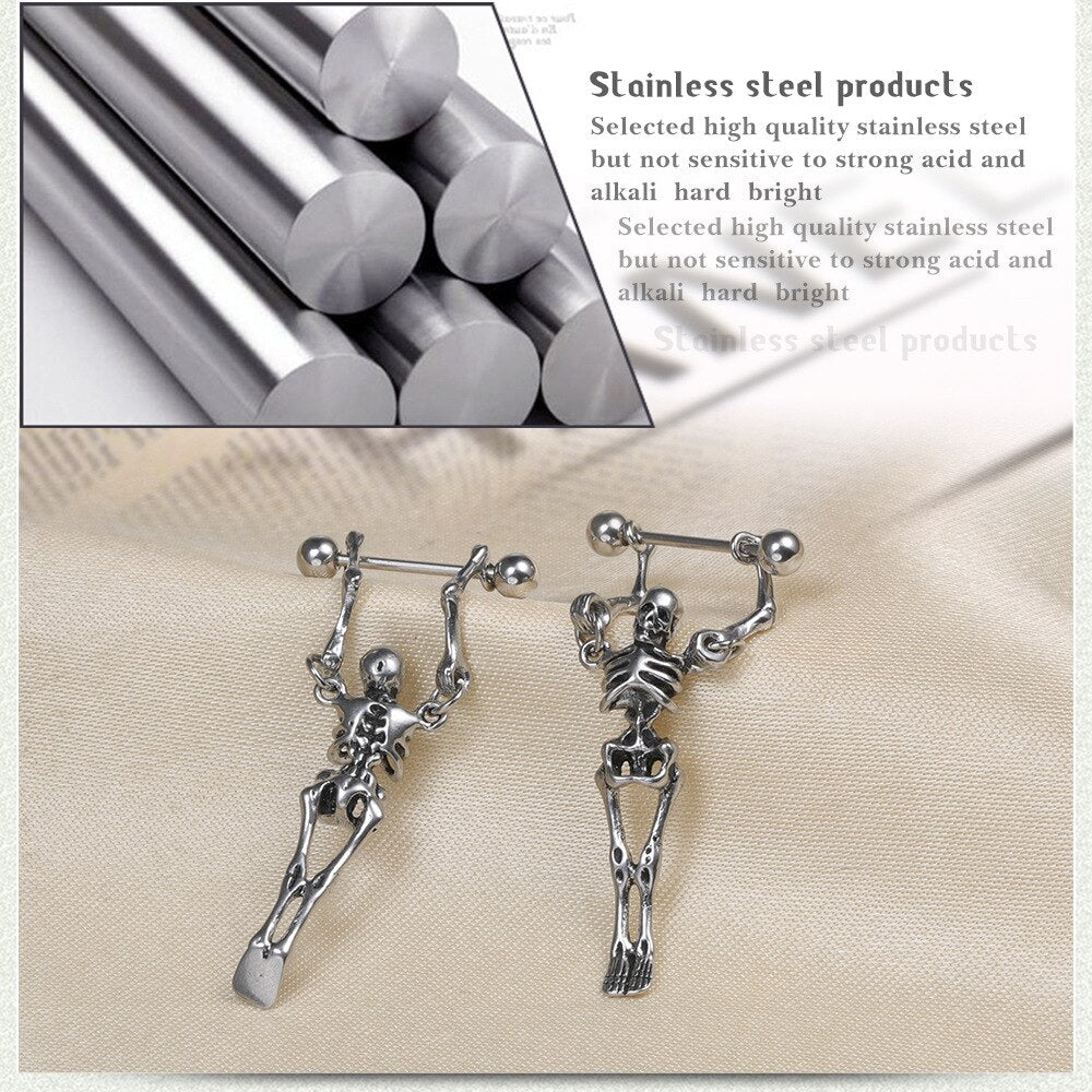 1Pcs Fashion Stainless Steel Bone Stud Earrings