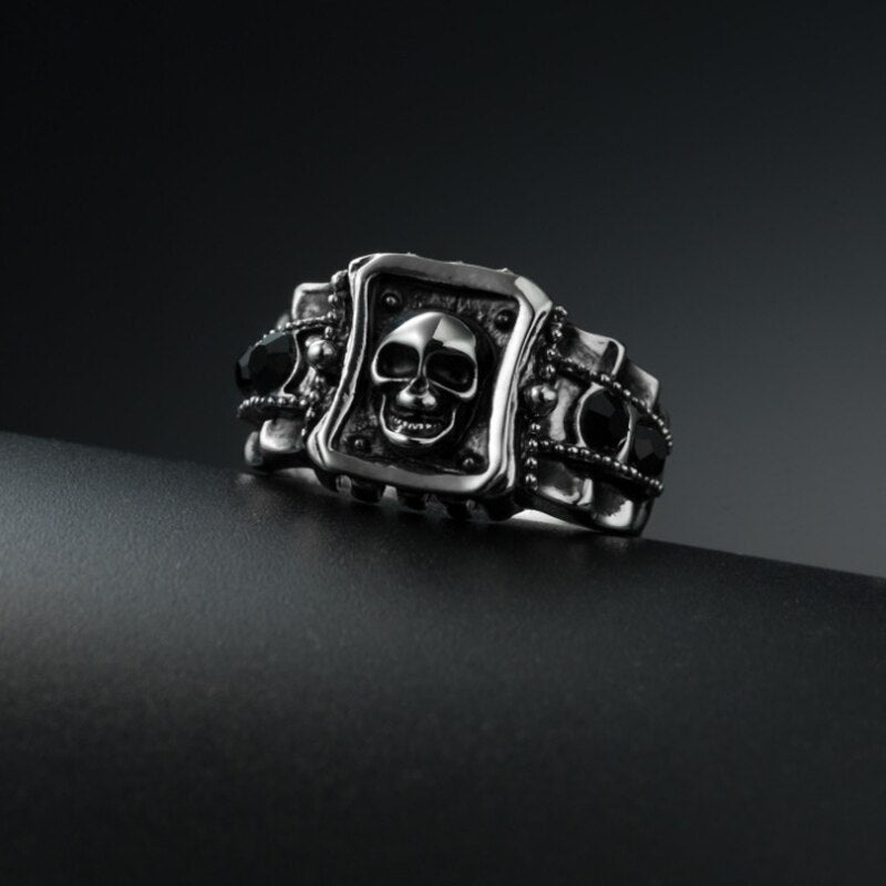 Men Rings Punk Europe AmericaTrendy Skull Black