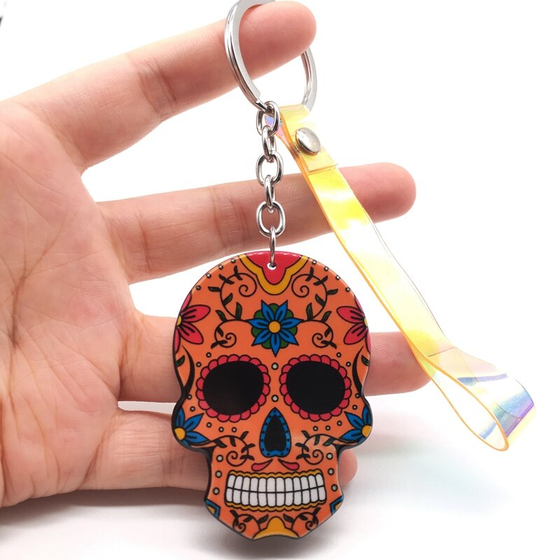 Keychain Calavera Sweet Whimsical Skull Key chain Keyring