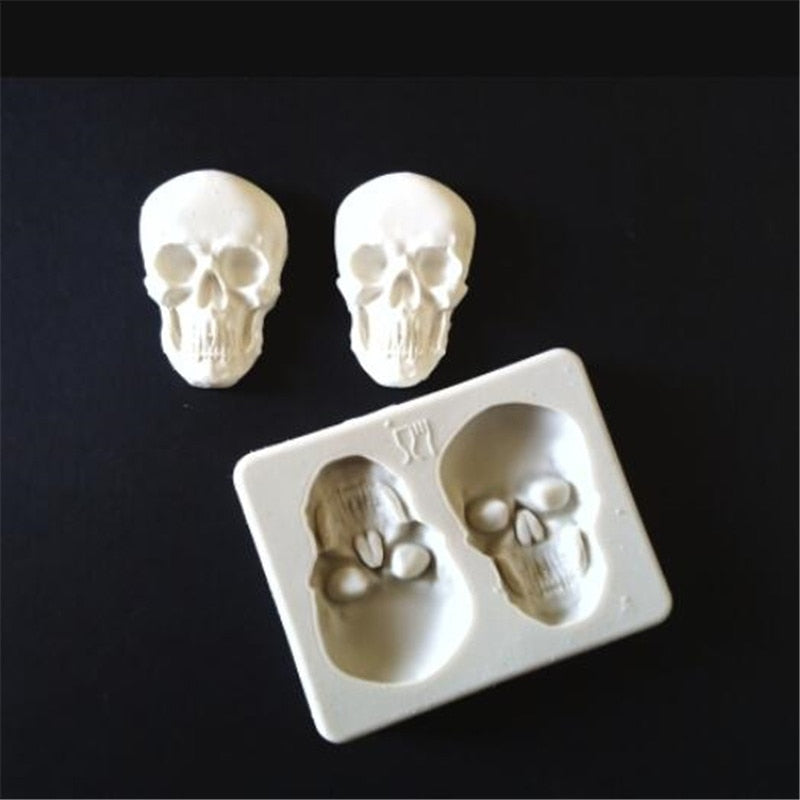 3D Skeleton Head Skull Silicone DIY Chocolate Candy Molds Party Cake Decoration Mold Pastry Baking Decoration Tools