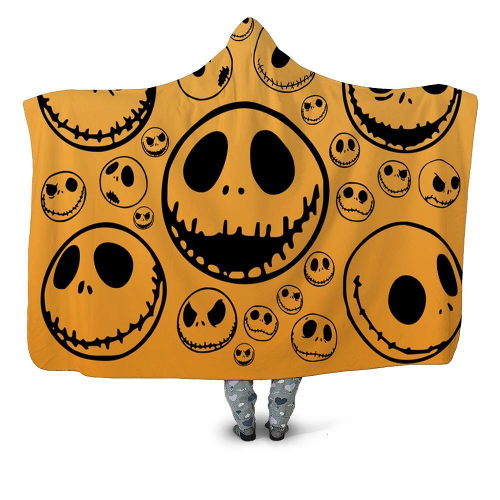 Smile Skull 3d Printed Plush Home Office Textile Hooded Blanket