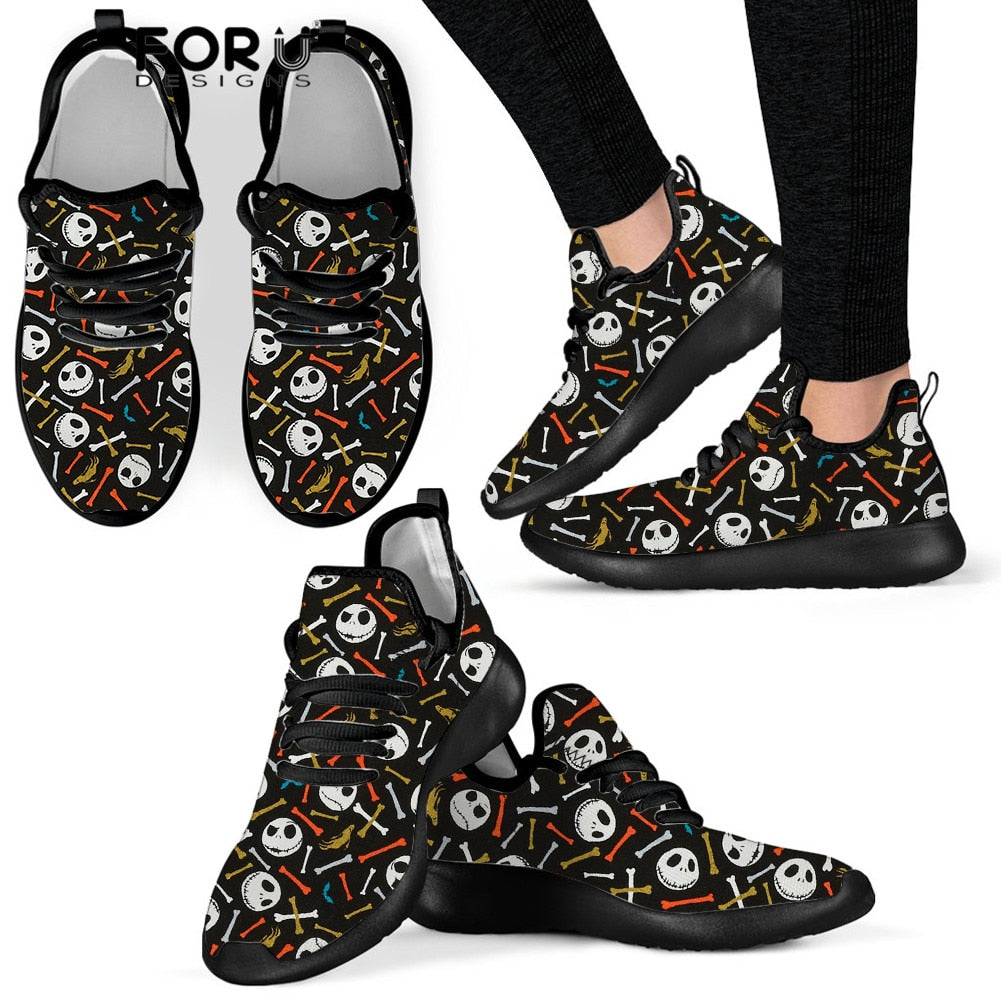 The Day Before Christmas Pattern Women Skull Black